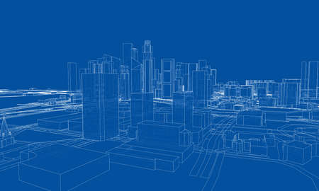 City view. Buildings and streets. Vectorのイラスト素材