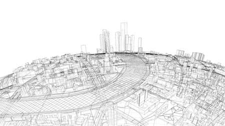 3d city sphere. Vectorのイラスト素材