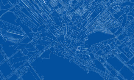 City view. Buildings and streets. Vectorのイラスト素材