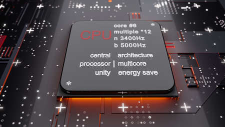 Abstract CPU with glow from below