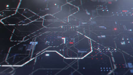 Dark blue smooth surface with bright elementsの写真素材