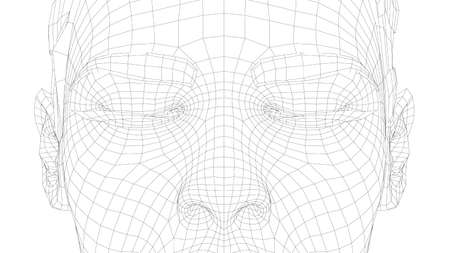 Wireframe portrait of a young beautiful girl