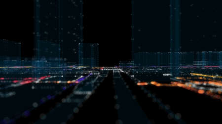 Futuristic Smart Digital City. Smart City And Technology Business Conceptの写真素材