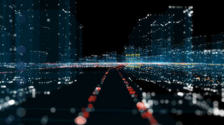 Futuristic Smart Digital City. Smart City And Technology Business Concept