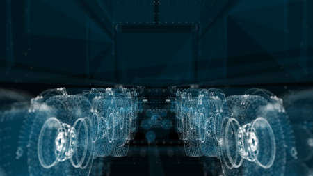 Truck Hologram. Transportation and Technology Concept