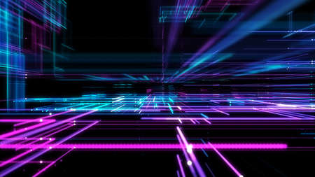 Digital Cyberspace with Particles. Techology background