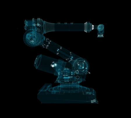 Industrial Robotic Arms Hologram. Interface element