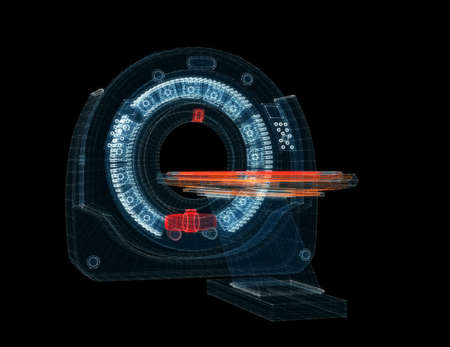Digital MRI scan Hologram. Medicine and Technology Conceptの写真素材