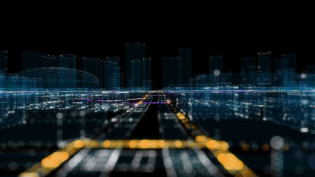Futuristic Smart Digital City. Smart City And Technology Business Concept