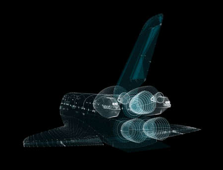 Abstract space shuttle of particles