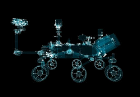 Particle hologram of Mars rover
