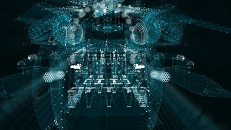 Helicopter Hologram. Military and Technology Concept