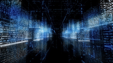 Abstract hologram 3D city with digital buildings