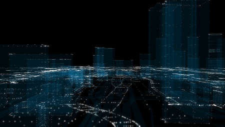 Futuristic Smart Digital City. Smart City And Technology Business Concept