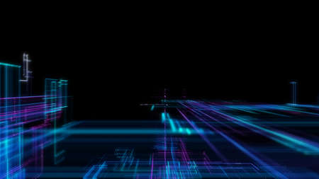 Digital Cyberspace with Particles. Techology background