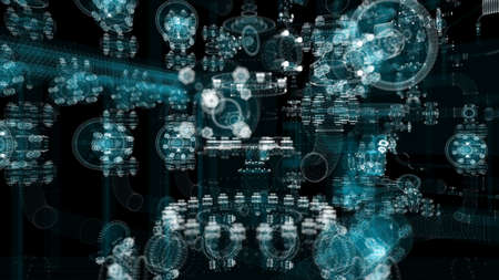 Particle hologram industrial equipment, valves, pipes and sensors