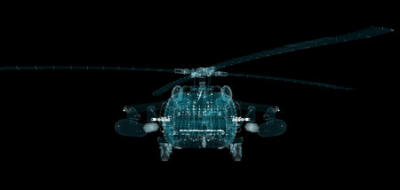 Helicopter Hologram. Military and Technology Conceptの写真素材
