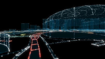 Futuristic Smart Digital City. Smart City And Technology Business Concept