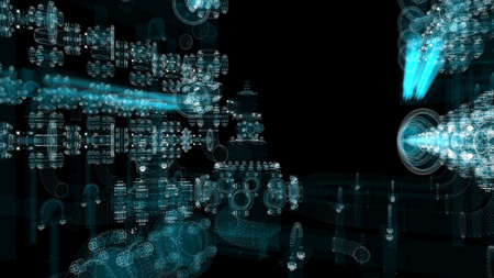 Particle hologram industrial equipment, valves, pipes and sensors