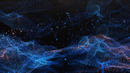Abstract particle waves with depth of field effectの写真素材