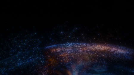 Glowing sphere with a map of the world from particles