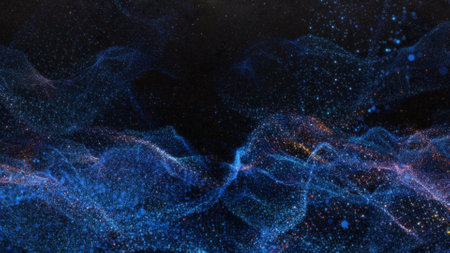 Abstract particle waves with depth of field effect