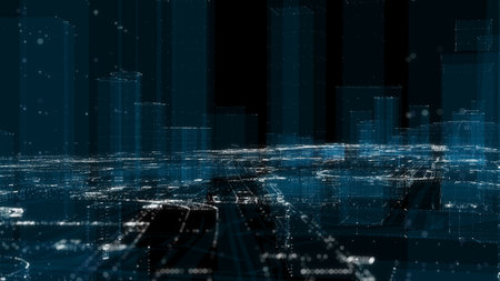 Futuristic Smart Digital City. Smart City And Technology Business Concept