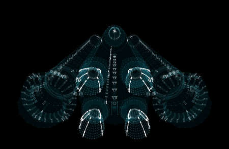 Abstract space rocket of the particles