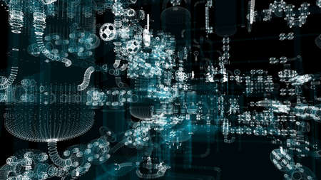 Particle hologram industrial equipment, valves, pipes and sensors