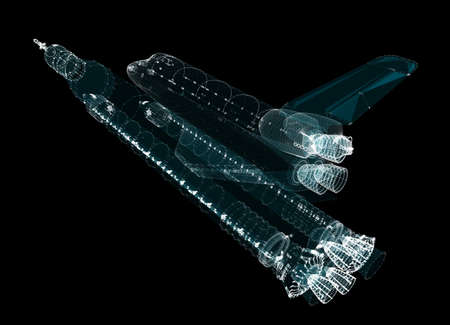 Abstract space rocket and shuttle. All of the particlesの写真素材