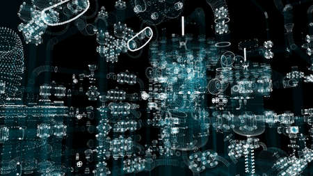 Particle hologram industrial equipment, valves, pipes and sensorsの写真素材