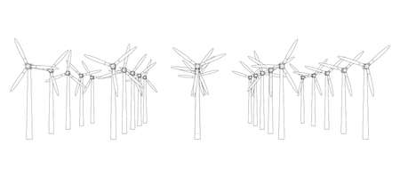 Wind turbines. Vector rendering of 3dのイラスト素材