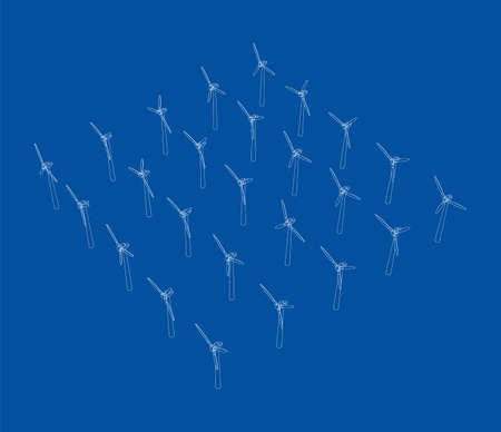 Wind turbines. Vector rendering of 3dのイラスト素材
