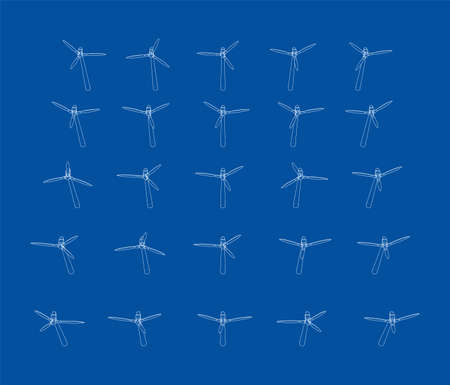 Wind turbines. Vector rendering of 3dのイラスト素材