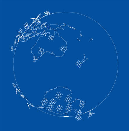 Solar Panels on Earth Concept. Vectorのイラスト素材