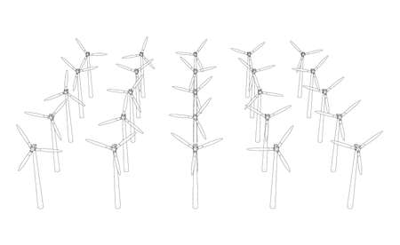 Wind turbines. Vector rendering of 3dのイラスト素材