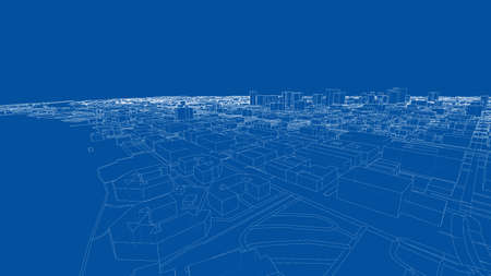 Cityscape Sketch. Vector rendering of 3dのイラスト素材