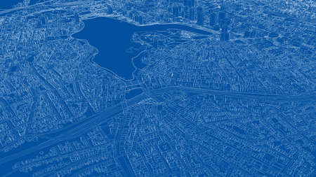 Cityscape Sketch. Vector rendering of 3d