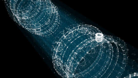 A glowing hologram of a mechanical object