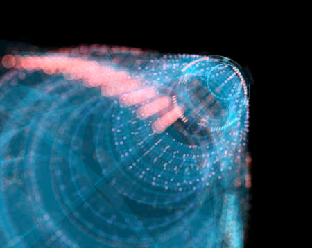 A glowing hologram of a mechanical objectの写真素材