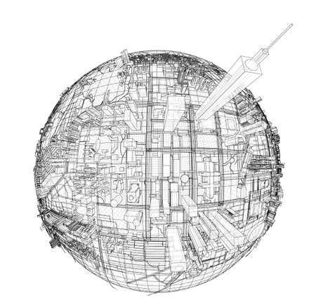 3d city sphere. Vector rendering of 3dのイラスト素材