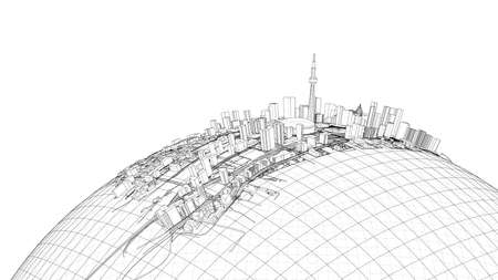 3d city sphere. Vector rendering of 3dのイラスト素材