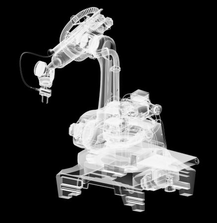 Industrial robot, x-ray transparent. 3D illustration