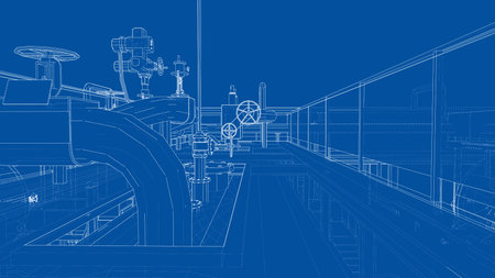 Sketch of industrial equipment. Vectorのイラスト素材
