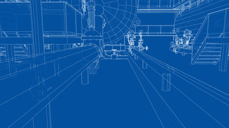 Sketch of industrial equipment. Vectorのイラスト素材