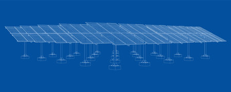 Solar Panel Field. Vectorのイラスト素材