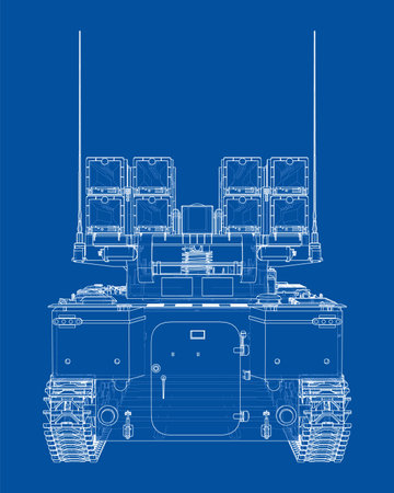 Military track missle system. Vectorのイラスト素材