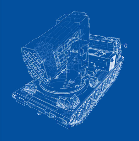 Military track missle system. Vectorのイラスト素材