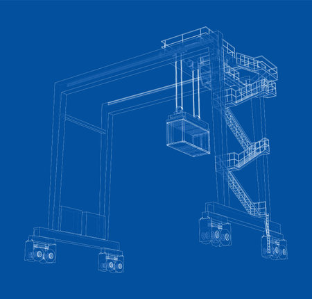 Port cargo crane. Vectorのイラスト素材