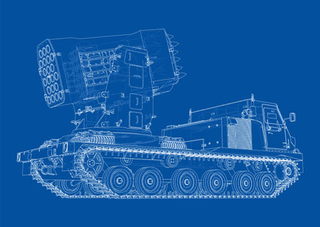 Military track missle system. Vectorのイラスト素材